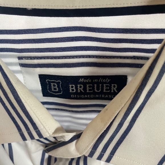 Mens blue and white striped shirt - Picture 2 of 3